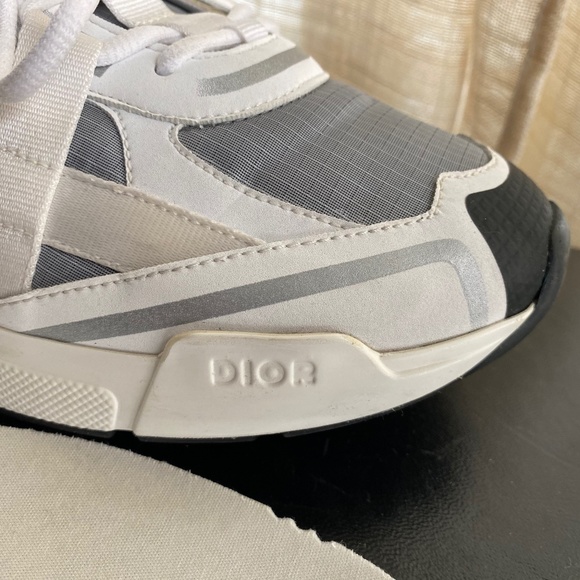 Christian Dior B24 RUNTEK 43-10 rubber shoes white grey black sneakers trainers - Picture 7 of 12